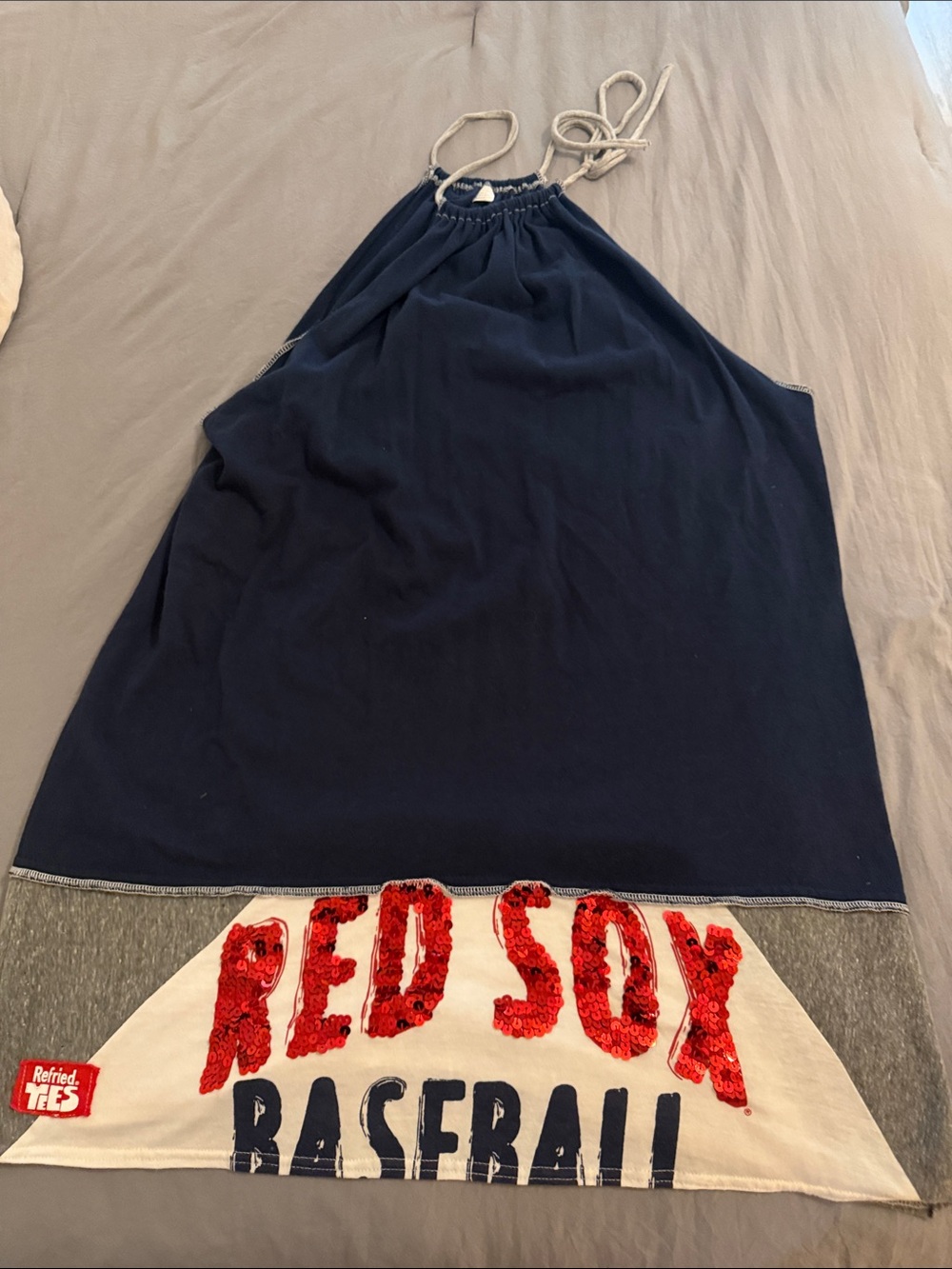 Refried Tees Women’s Navy Halter Minidress with Red Sequin 'Red Sox' Boston XL